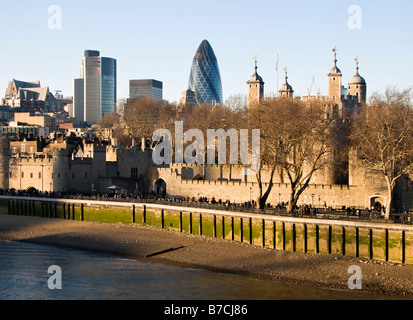 Contrast between old and new, London, UK Stock Photo