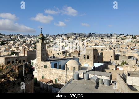 Overview of Hebron, a city occupied by hundreds of Jewish settlers and thousands of Israeli troops, West Bank, Palestine Stock Photo