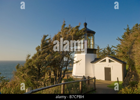 Cape Meares Lighthouse at Three Capes Scenic Route near Oceanside Oregon USA Stock Photo