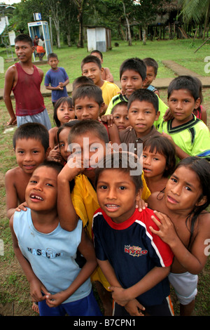 Women from Embera tribe in traditional dresses singing and dancing in a ...