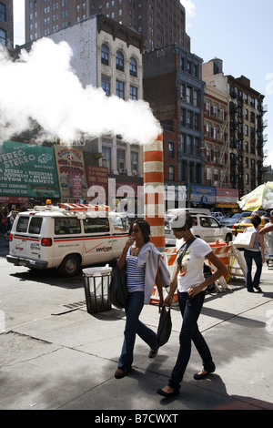 Steam Pipe, Chinatown, New York City, USA Stock Photo