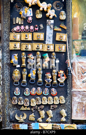 Selection of fridge magnets on sale at a Egyptian market Stock Photo