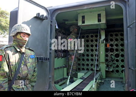 Interior View Of A CM-24 Armored Carrier, 58th Artillery Command, Taichung, Taiwan Stock Photo