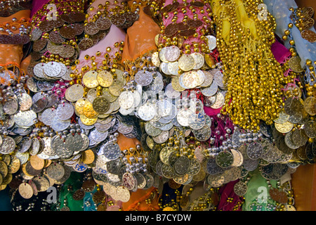 Belly dancing belts decorated with silver coins, Istanbul, Turkey Stock Photo