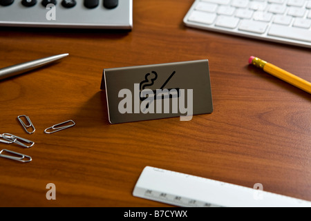 No smoking sign on an office desk Stock Photo