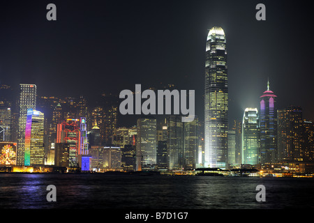 Night scene of Hong Kong you can see the pollution Stock Photo