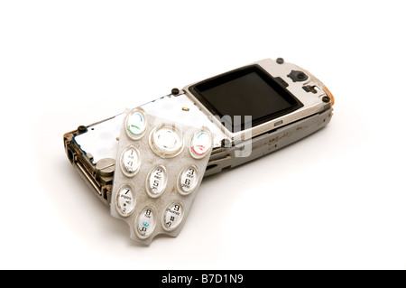 Broken mobile on a white background Stock Photo