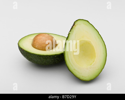An avocado cut in half Stock Photo