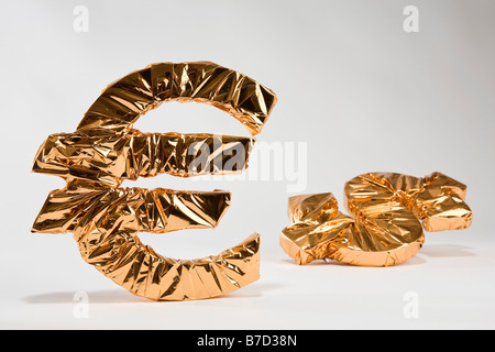 Gold Euro and dollar sign Stock Photo