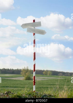 A blank directional sign post in the country Stock Photo