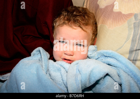 a sick 2 year old boy Stock Photo