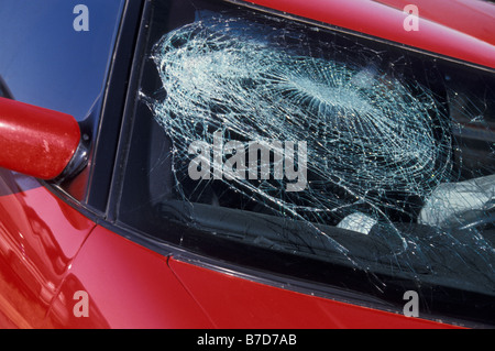 broken auto windshield Stock Photo