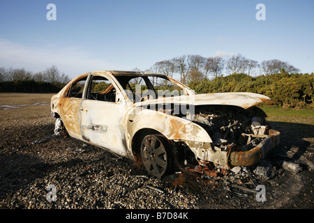 Stolen Burnt Out Car Stock Photo