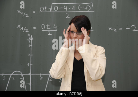teacher having headache in class Stock Photo