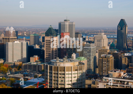 Skyline of Montreal as seen from the Observatory of the Chalet du Mont Royal Stock Photo