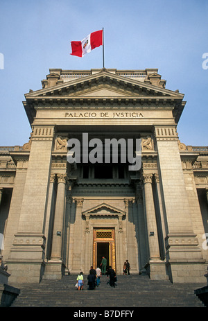 entrance, Palace of Justice, Palacio de Justicia, Supreme Court of Peru, Paseo de la Republica, capital city, Lima, Lima Province, Peru, South America Stock Photo