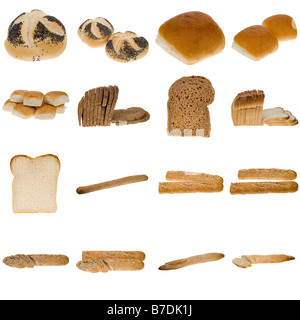 collection of freshly baked bread isolated on a white background Stock Photo