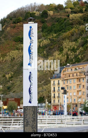 Beach cafe sign Playa de la Zurriola Donostia San Sebastian Spain Stock Photo