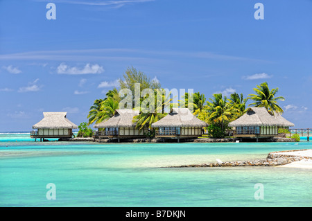 Overwater bungalows at the Hotel Intercontinental Resort & Spa, Moorea, French Polynesia Stock Photo