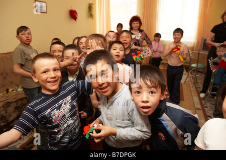 Primary school children, Amguema, Chukotka,  Siberia Russia Stock Photo