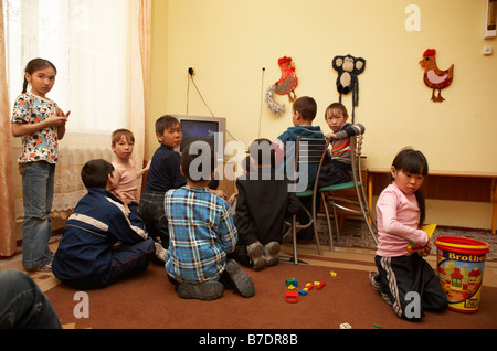 Primary school , Amguema, Chukotka,  Siberia Russia Stock Photo