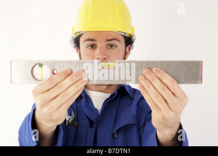 building worker with tools Stock Photo