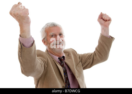 jubilating older man Stock Photo