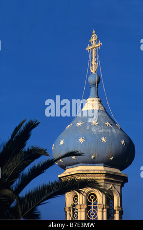 Dome and Cross of the Russian Orthodox Church, Cannes, Var Département, Côte d'Azur, Provence, France Stock Photo