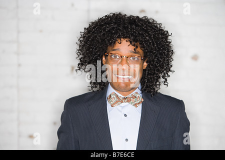 Portrait of a geek making faces Stock Photo