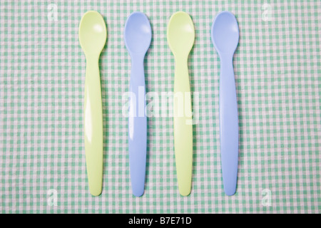 Green Plastic Spoon Stock Photo - Download Image Now - Baby Spoon