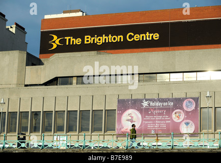 The Brighton Centre with Holiday on Ice banner  , Sussex , England UK Stock Photo