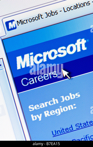 Macro screenshot of careers section of Microsoft website (Editorial use only) Stock Photo