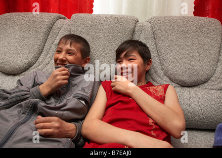 Chukchi teenagers, Amguema, Chukotka,  Siberia Russia