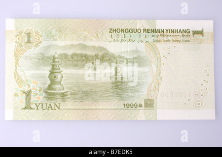 A one Renminbi Yuan Chinese bank note. Stock Photo