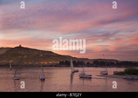 Tombs of the Nobles west bank of the Nile  Aswan Egypt Middle East Stock Photo