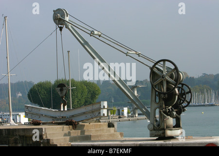 Crane at the side of Lake Geneva Stock Photo