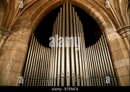 Organ pipes in Southwark Cathedral, London Stock Photo
