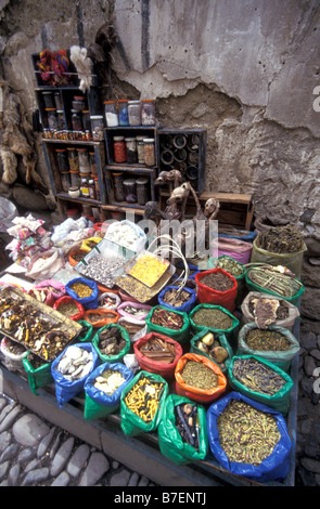 witchs market stall la paz bolivia Stock Photo