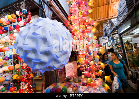 Fairy light stall at Chatuchak Weekend Market in Bangkok Thailand Stock Photo