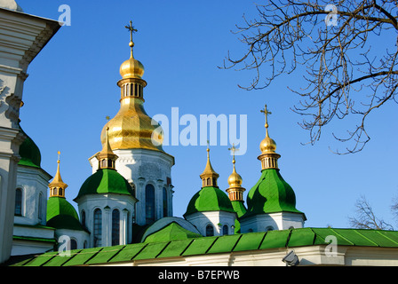 golden roof domes of St Sophia Cathedral in Kiev Ukraine Stock Photo