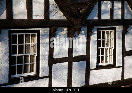 windows black white tudor nine houses chester Stock Photo