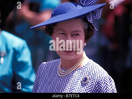 A smiling 'HRH Queen Elizabeth II ' on a royal visit to Barbados 8-11th March 1989 Stock Photo