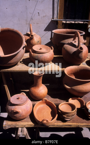 Pottery stall in street market in village of Humahuaca, Jujuy Province, Argentina Stock Photo