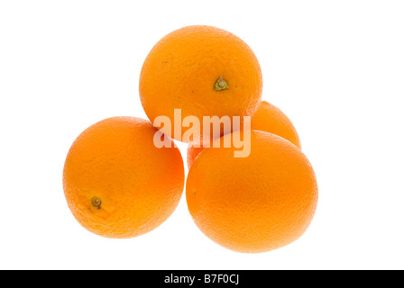 fresh oranges fruit isolated on white Stock Photo