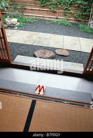 Front door in traditional Japanese style Stock Photo