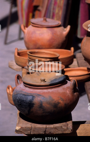 Pottery stall in street market in village of Humahuaca, Jujuy Province, Argentina Stock Photo