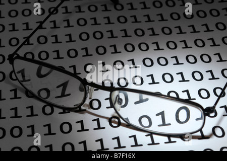 Glasses on binary background Stock Photo