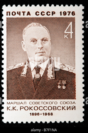 Konstantin Rokossovsky (1896-1968), Soviet military commander, Marshal, postage stamp, USSR, Russia, 1976 Stock Photo