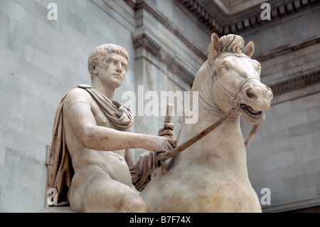 Marble statue youth on horseback rome roman  Museum Stock Photo
