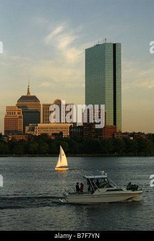 Charles River, Hancock Tower, Boston, Massachusetts, USA Stock Photo
